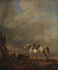 Philips Wouwermans A White Horse, and an Old Man binding Faggots A4 Photo Print