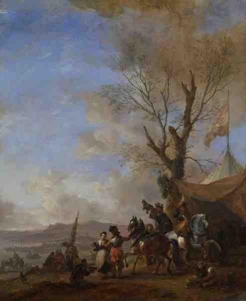 Philips Wouwermans Cavalrymen Halted At A Sutler'S Booth A4 Photo Print