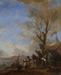 Philips Wouwermans Cavalrymen halted at a Sutlers Booth A4 Photo Print