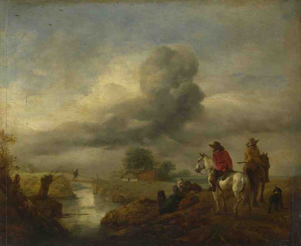 Philips Wouwermans Two Vedettes on the Watch by a Stream A4 Photo Print