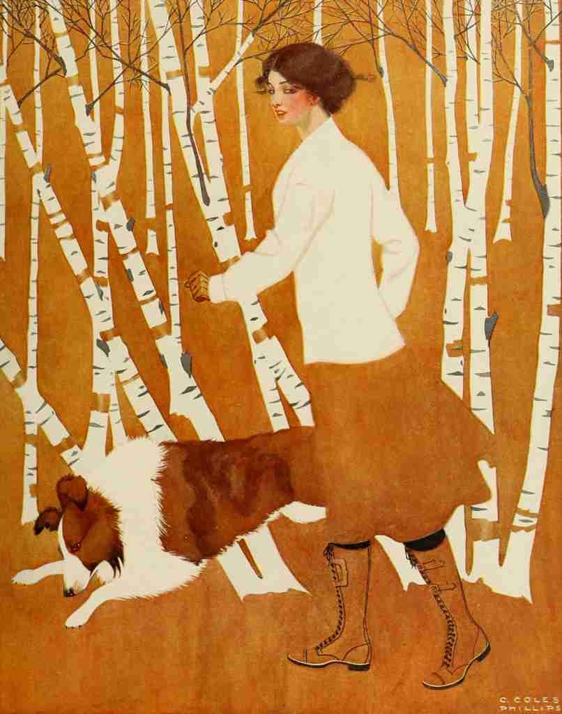 Phillips Clarence Coles Girls 1911 Birches A4 Photo Print