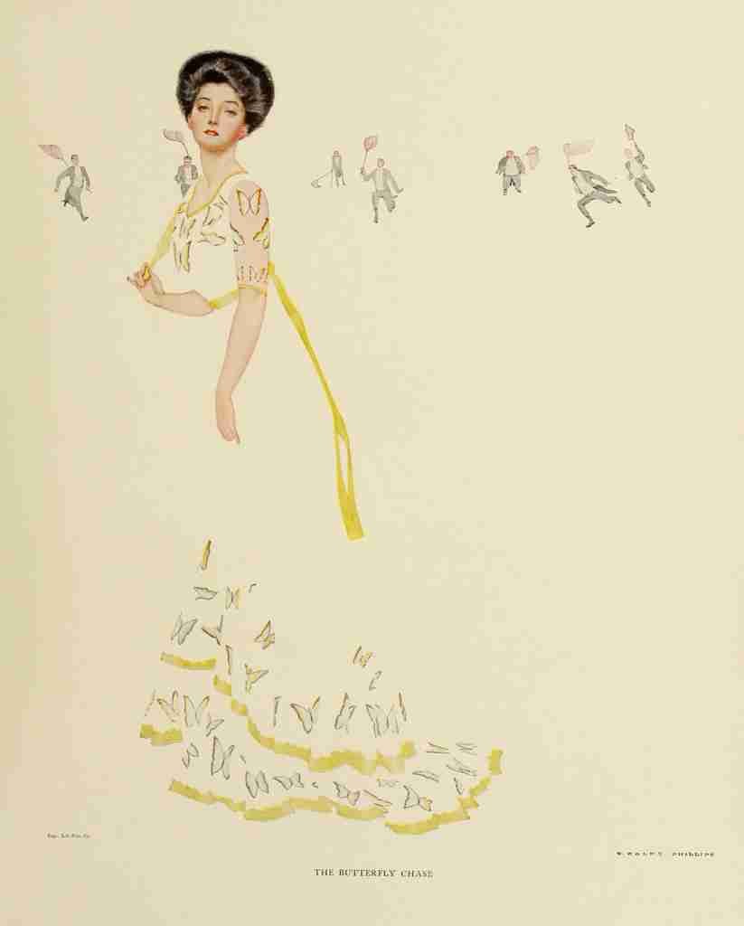 Phillips Clarence Coles Girls 1911 The butterfly chase A4 Photo Print
