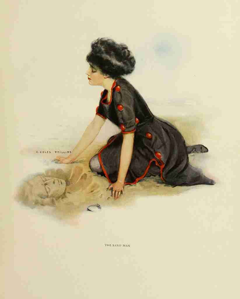 Phillips Clarence Coles Girls 1911 The sand man A4 Photo Print