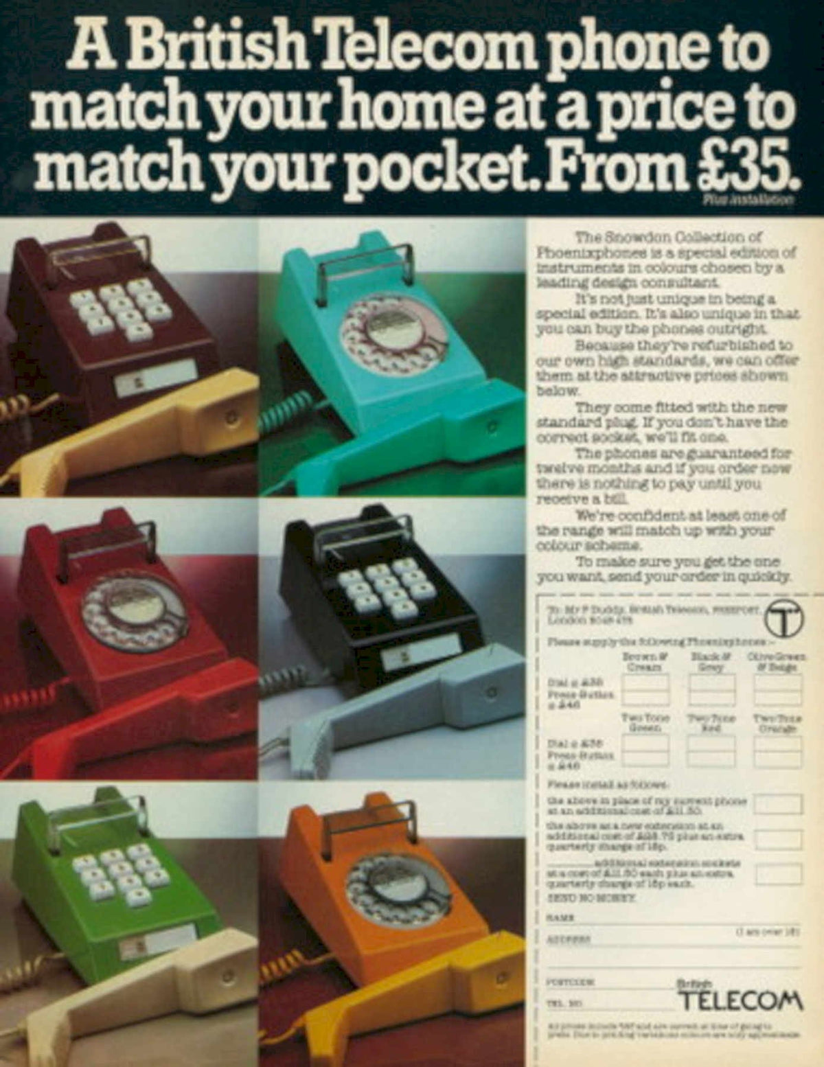 Phonoxphone Black Snowdon 1980s Vintage Retro Advert