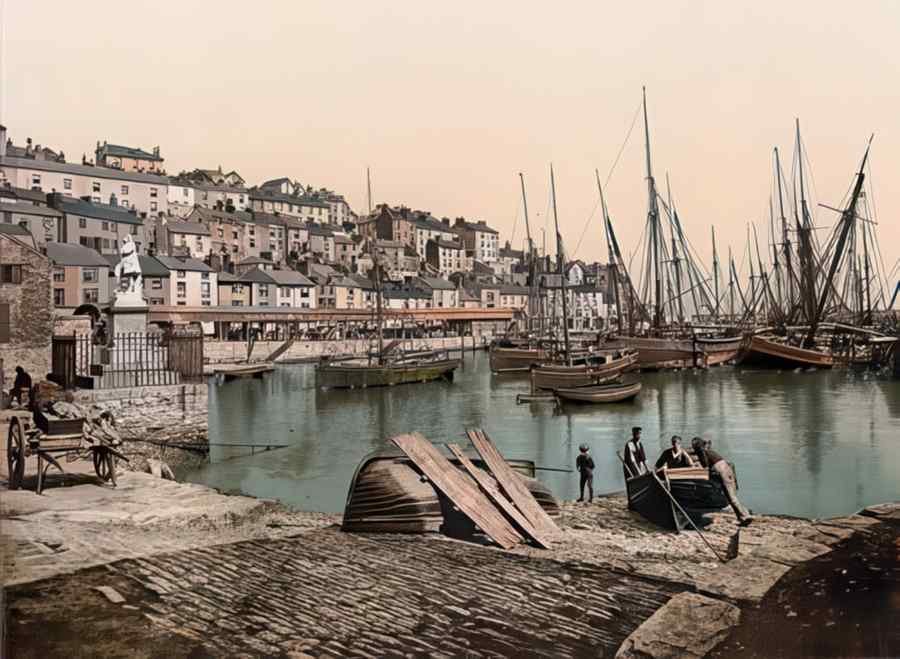 Photochrom Brixham1 Vintage A4 Photo Print