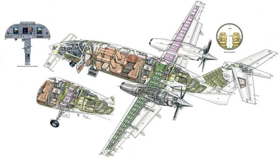 Piaggio Aero P180 Avanti1 cutaway A4 Photo Print