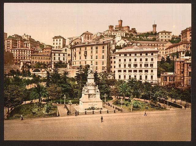 Piazza Acquaverde Green Water Plaza Genoa Vintage A4 Photo Print
