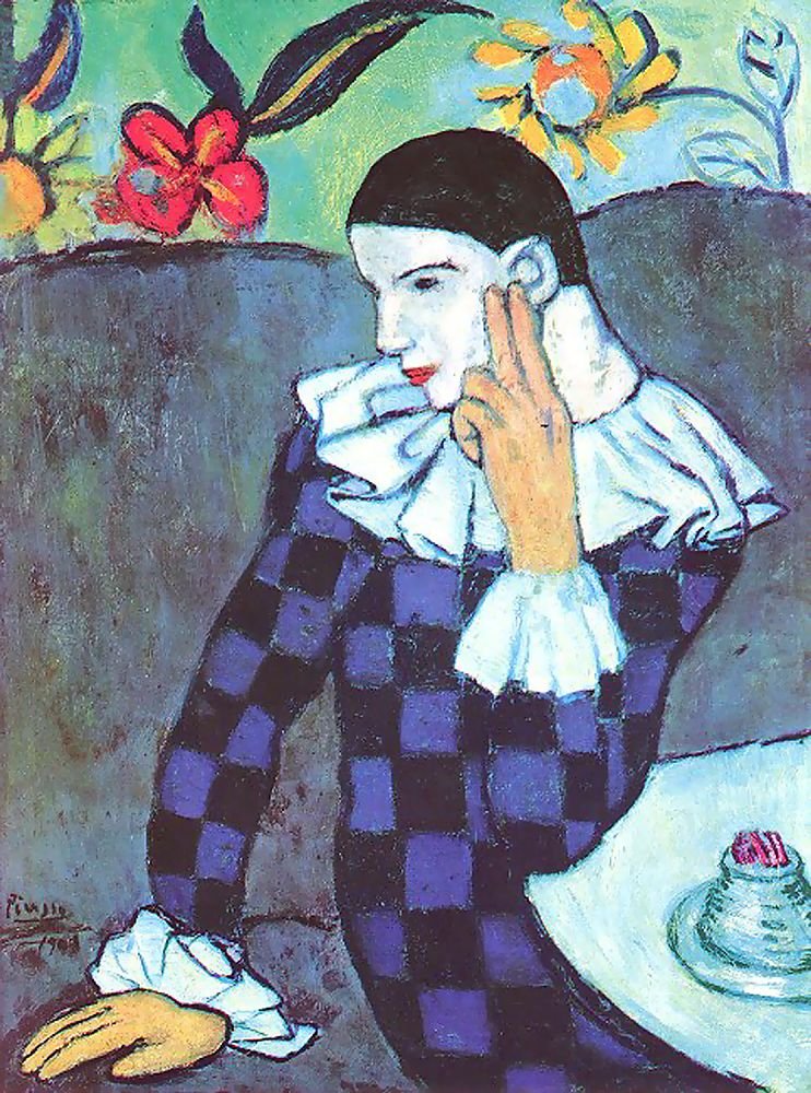 Picasso Pablo Harlequin 1901 Art A4 Photo Print