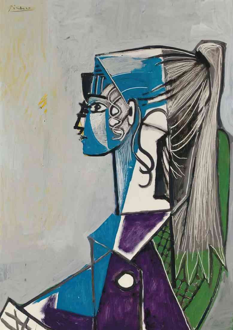 Picasso sylvette au fauteuil vert A4 Photo Print