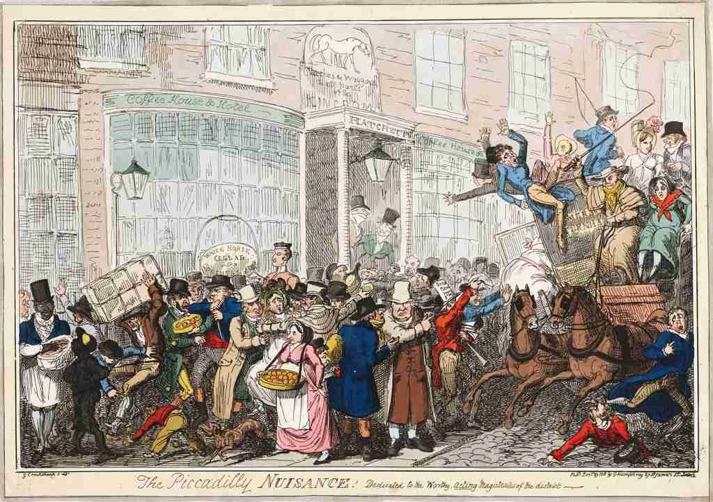 Piccadilly Nuisance 1818 Cartoon Joke 001 Vintage A4 Photo Print