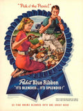Picnic Blue Ribbon 1940s Vintage Retro Advert Poster