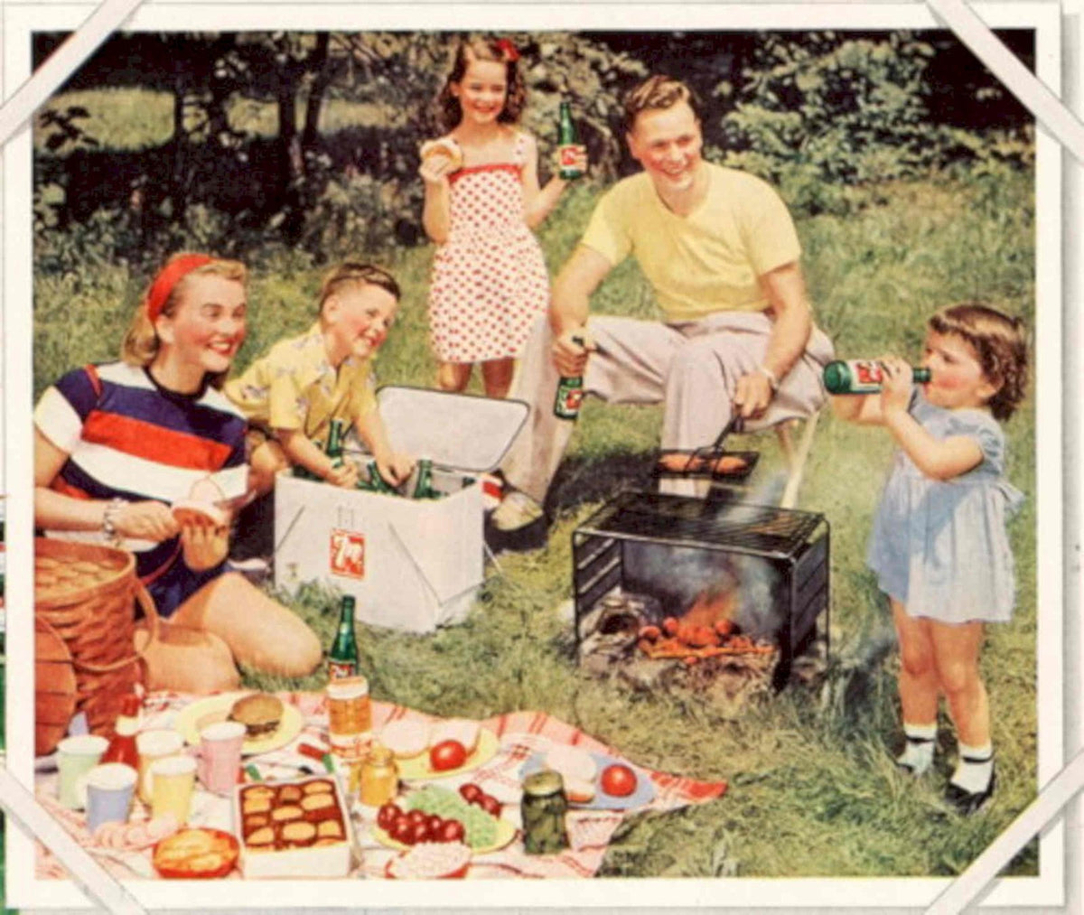Picnic Family Bbq 1950s Vintage Retro Advert Poster