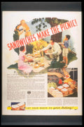 Picnic Sandwiches Swift 1950s Vintage Retro Advert Poster
