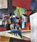 Picture with children on the wall Dusiburger port by August Macke Expressionism A4 Photo Print