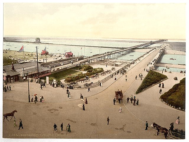 Pier and bridge Southport Vintage A4 Photo Print