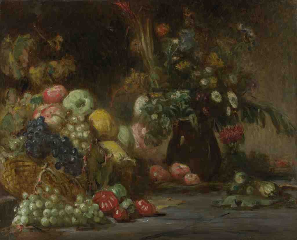 Pierre Andrieu Still Life with Fruit and Flowers A4 Photo Print