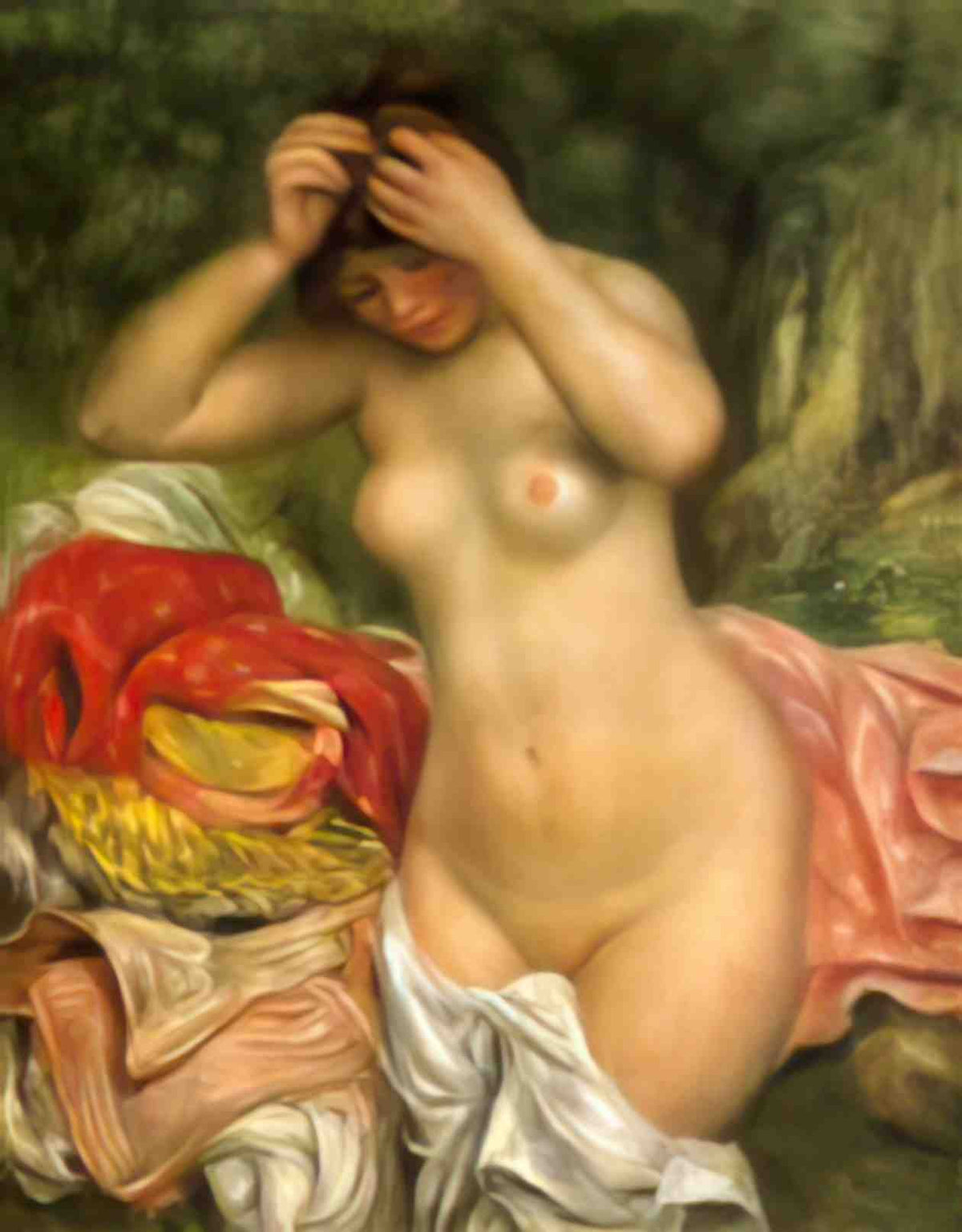 Pierre Auguste Renoir bather arranging her hair 1893 Art A4 Photo Print