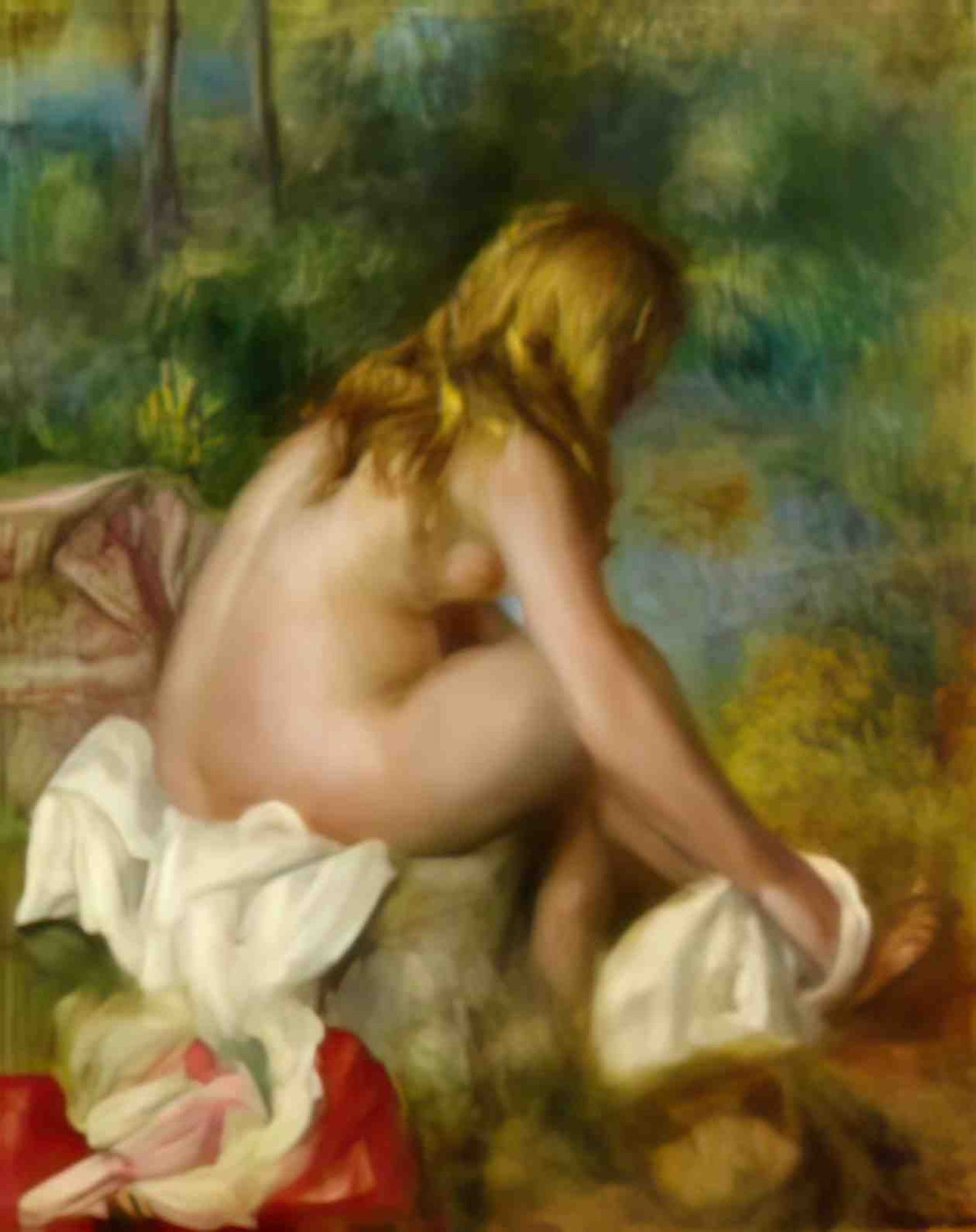 Pierre Auguste Renoir bather seated nude Art A4 Photo Print