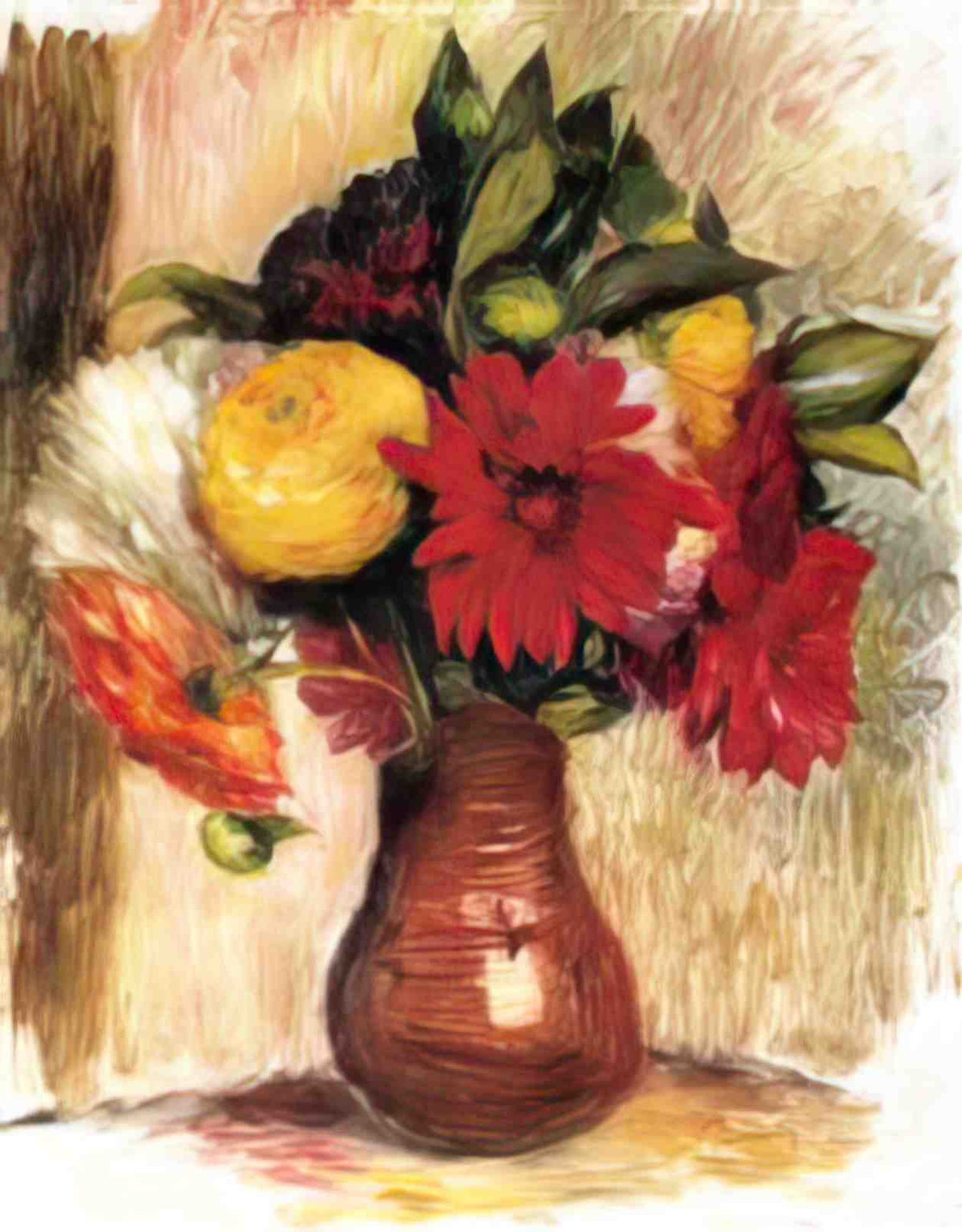 Pierre Auguste Renoir bouquet of flowers in an earthenware pitcher Art A4 Photo Print