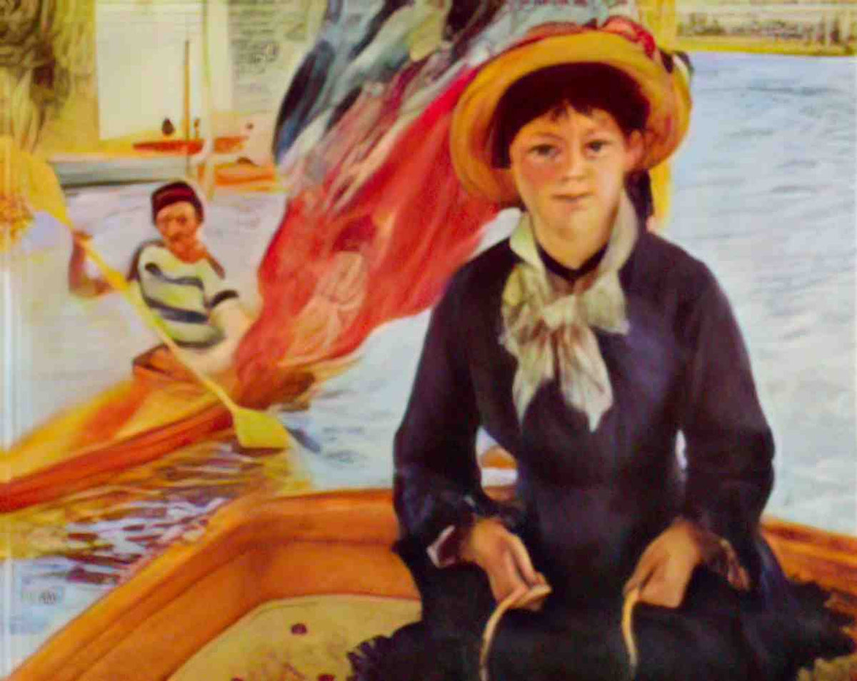 Pierre Auguste Renoir canoeing young girl in a boat 1877 Art A4 Photo Print