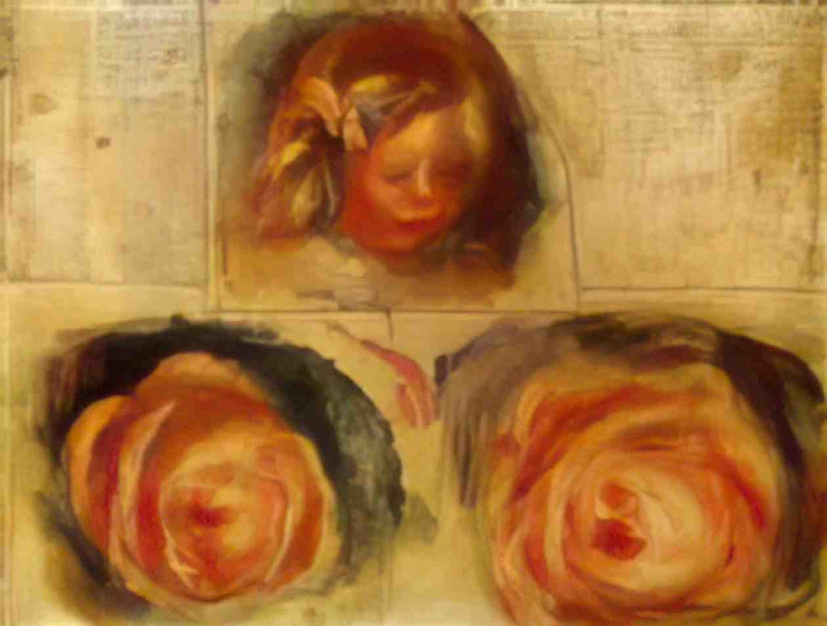 Pierre Auguste Renoir coco and roses study Art A4 Photo Print