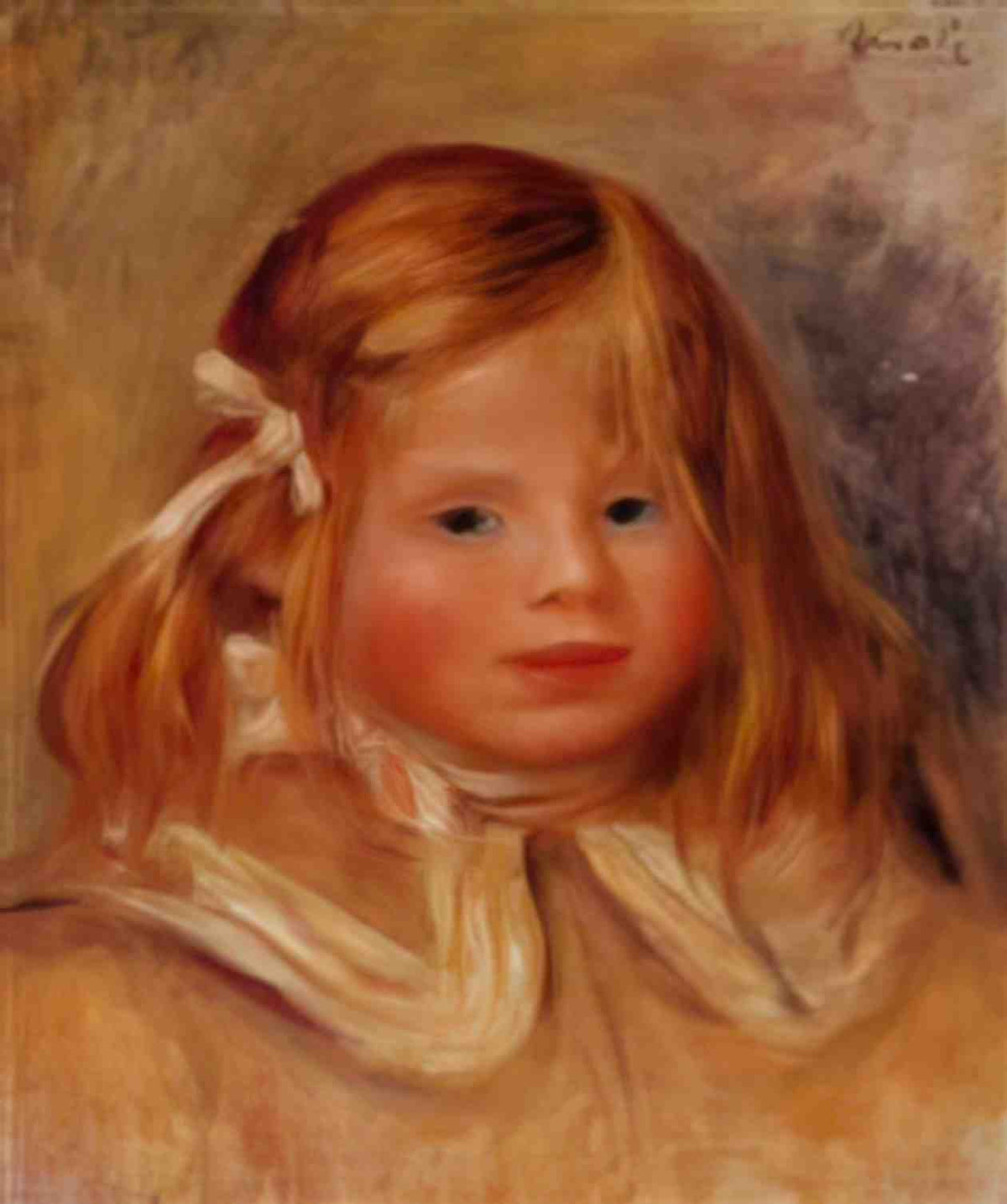 Pierre Auguste Renoir coco in a red ribbon 1905 Art A4 Photo Print