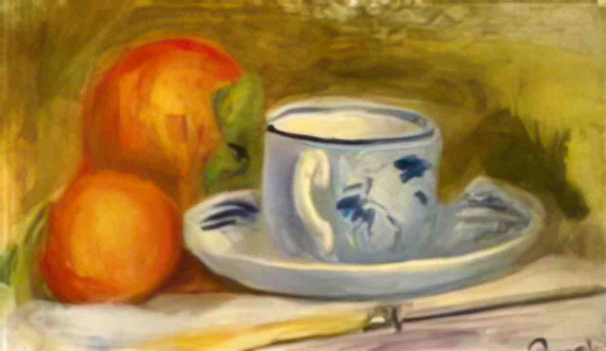 Pierre Auguste Renoir cup and oranges Art A4 Photo Print