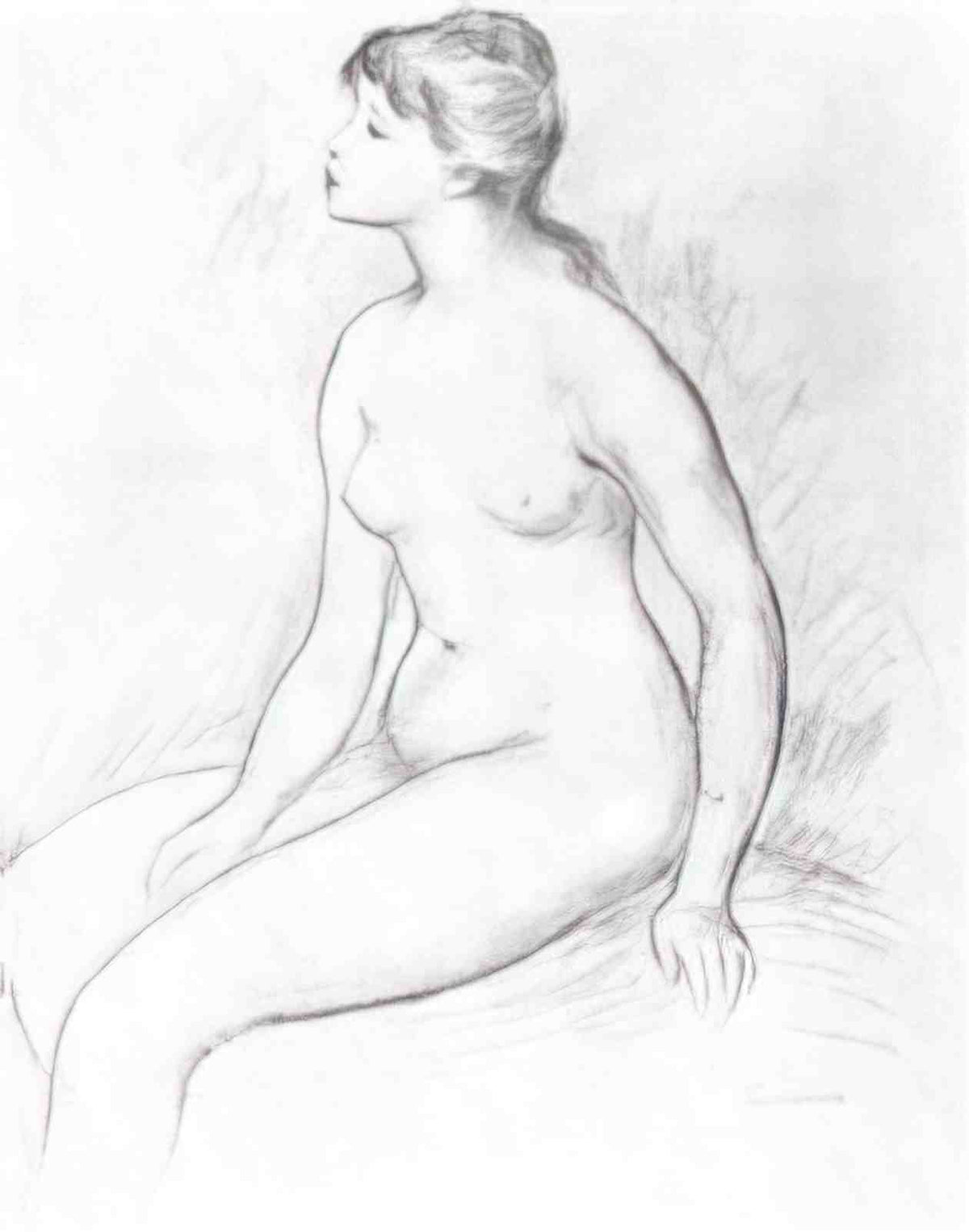 Pierre Auguste Renoir female nude seated Art A4 Photo Print