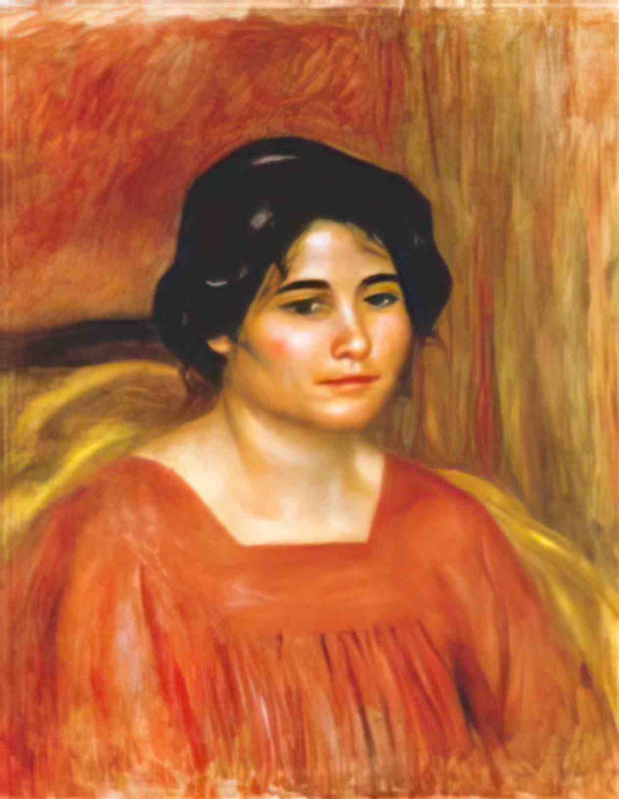 Pierre Auguste Renoir gabrielle in a red blouse Art A4 Photo Print