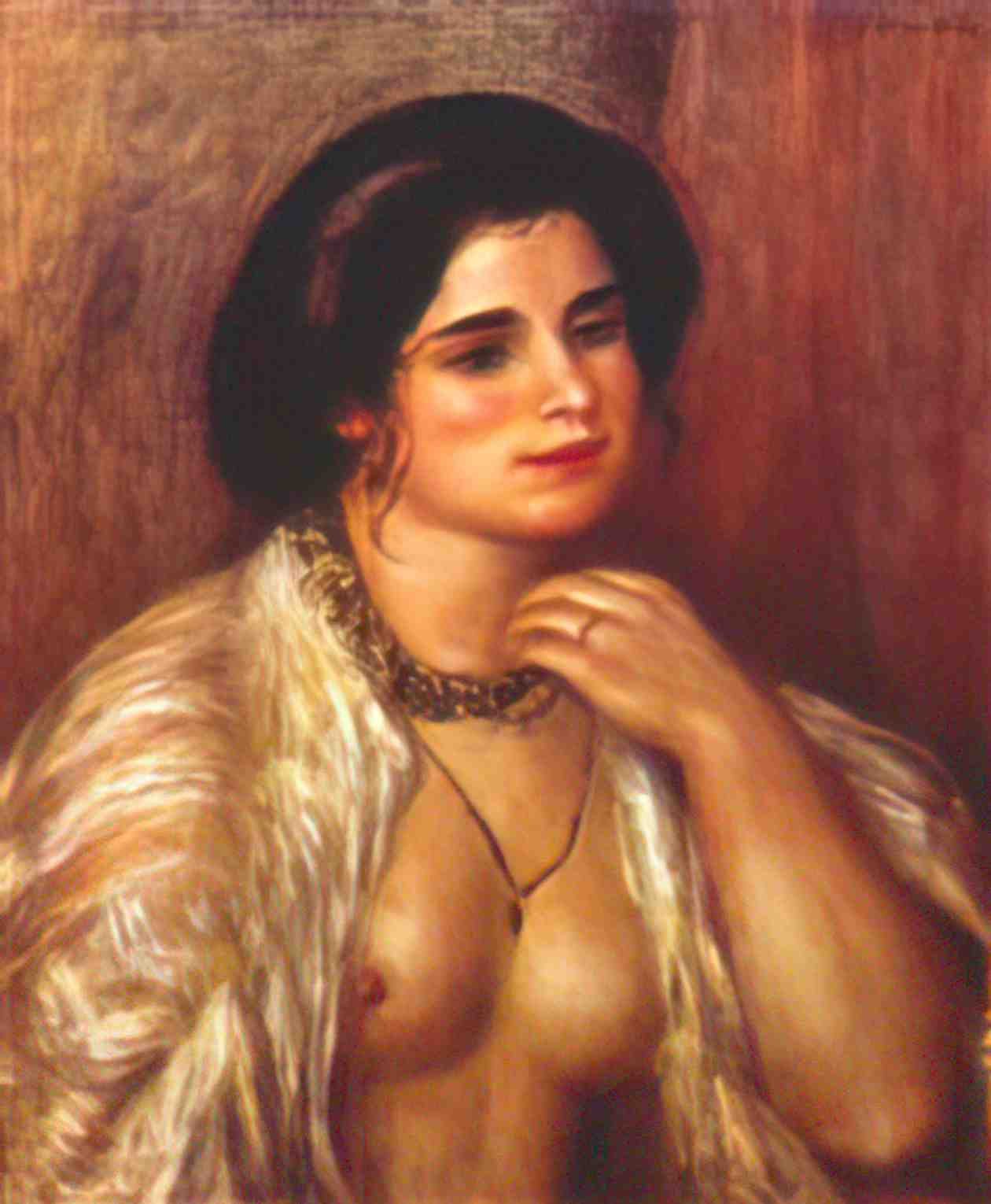Pierre Auguste Renoir gabrielle with bare breasts 1907 Art A4 Photo Print