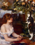Pierre Auguste Renoir girl and cat 1882 Art A4 Photo Print
