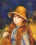 Pierre Auguste Renoir girl with a straw hat Art A4 Photo Print