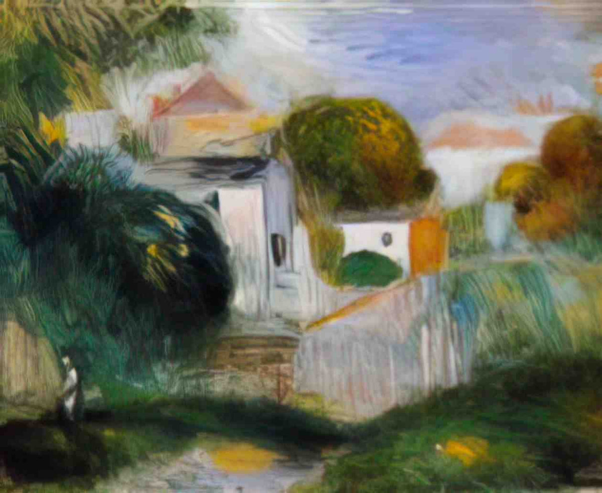 Pierre Auguste Renoir houses in the trees Art A4 Photo Print