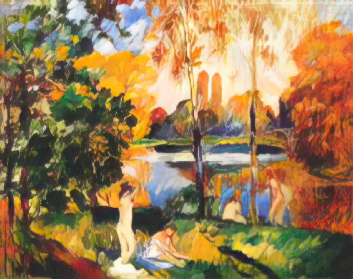Pierre Auguste Renoir landscape with female bathers Art A4 Photo Print