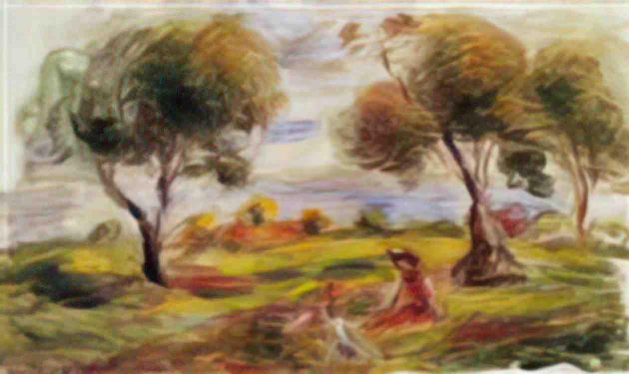Pierre Auguste Renoir landscape with figures at cagnes Art A4 Photo Print