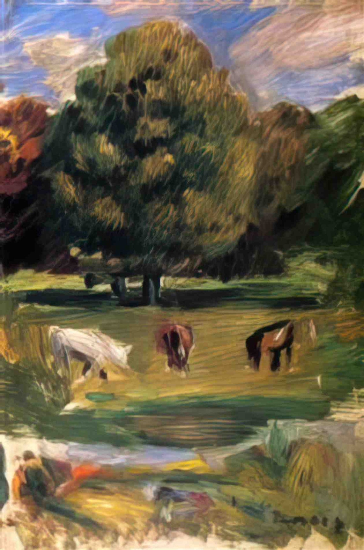 Pierre Auguste Renoir landscape with horses Art A4 Photo Print