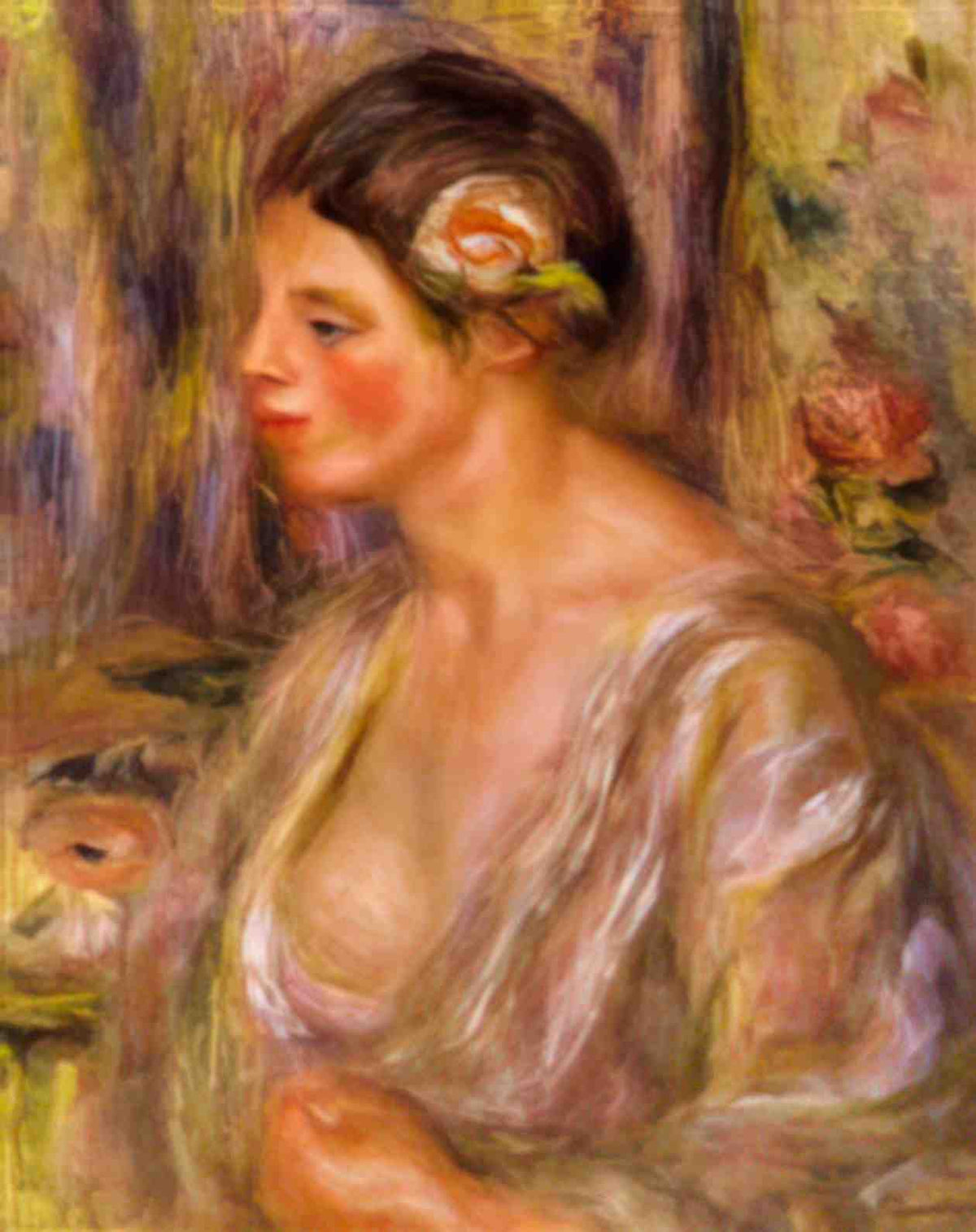 Pierre Auguste Renoir madeline wearing a rose 1916 Art A4 Photo Print