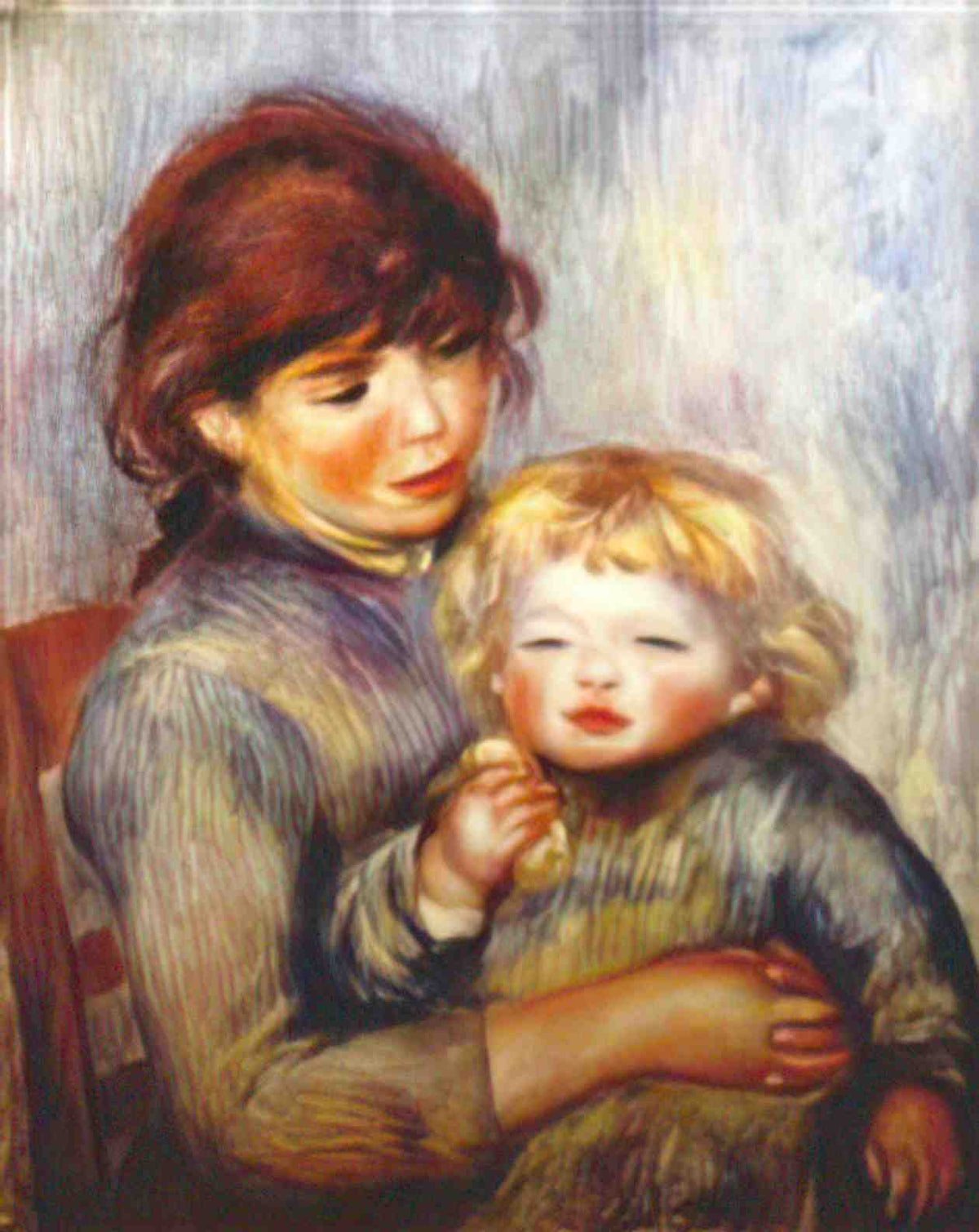 Pierre Auguste Renoir maternity child with a biscuit 1887 Art A4 Photo Print
