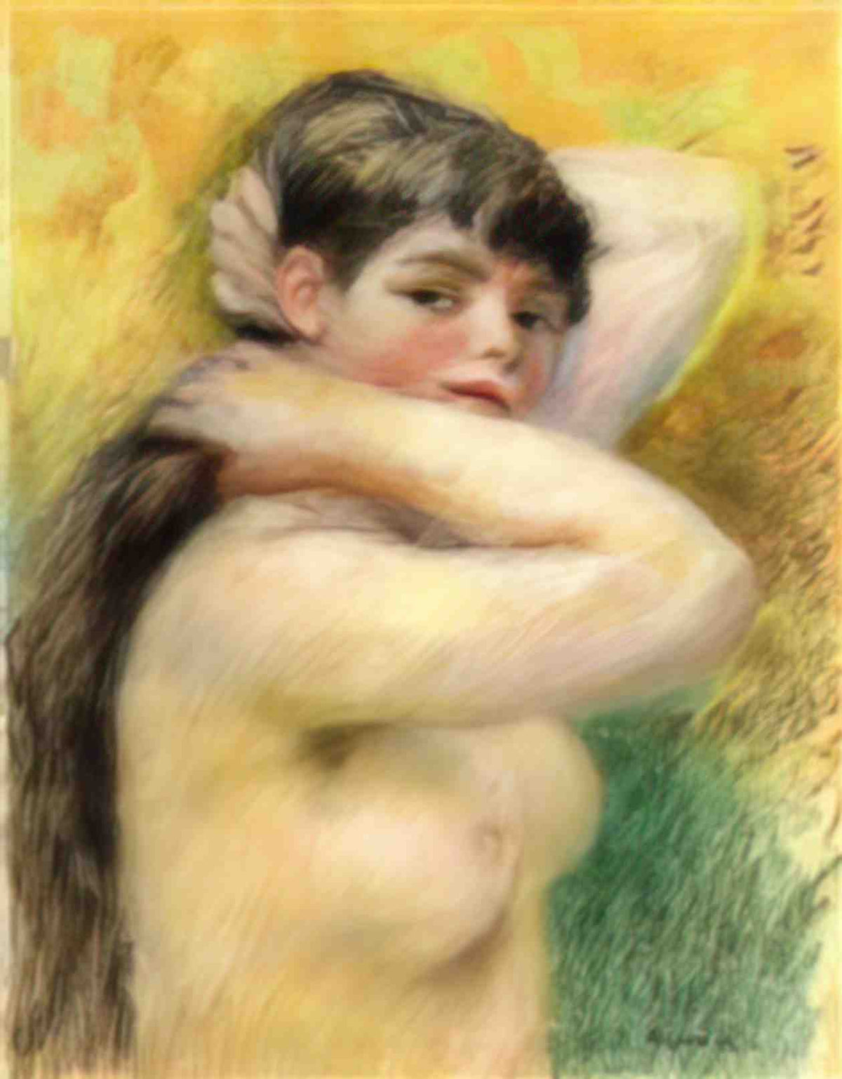 Pierre Auguste Renoir nude arranging her hair 1885 Art A4 Photo Print