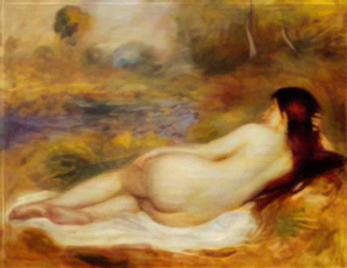 Pierre Auguste Renoir nude reclining on the grass 1890 Art A4 Photo Print