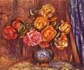 Pierre Auguste Renoir roses before the blue curtain Art A4 Photo Print