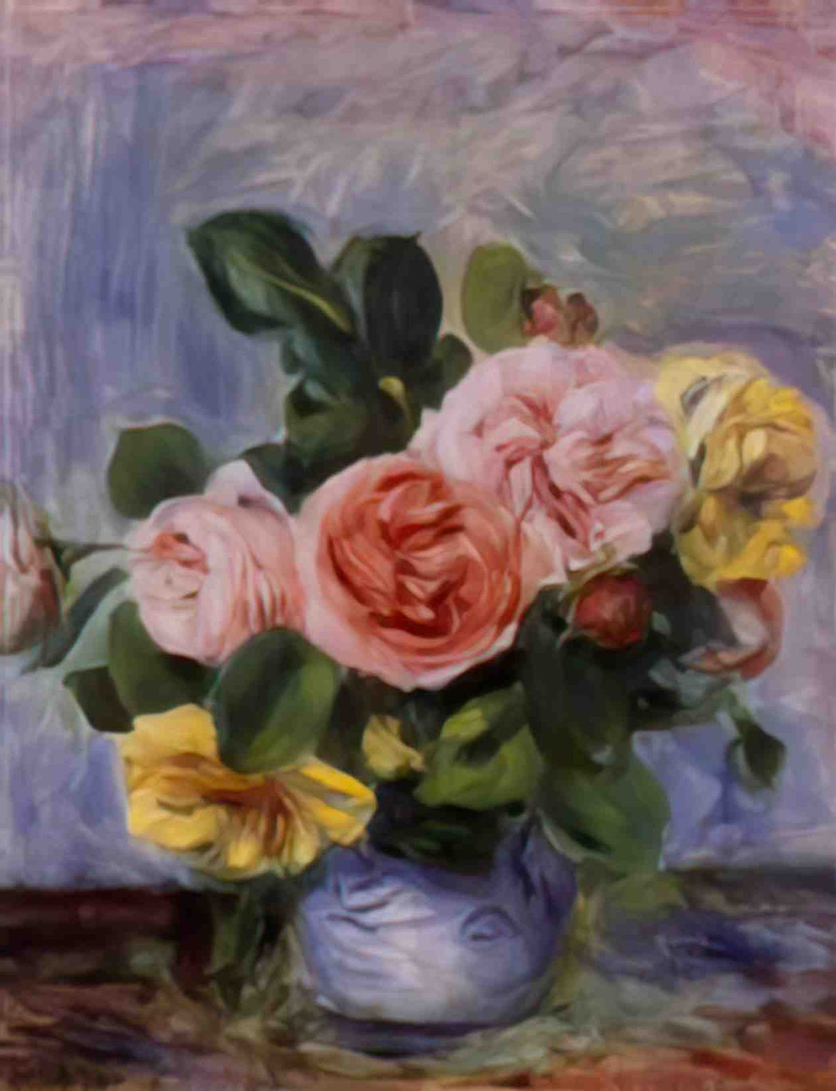 Pierre Auguste Renoir roses in a vase 2 Art A4 Photo Print