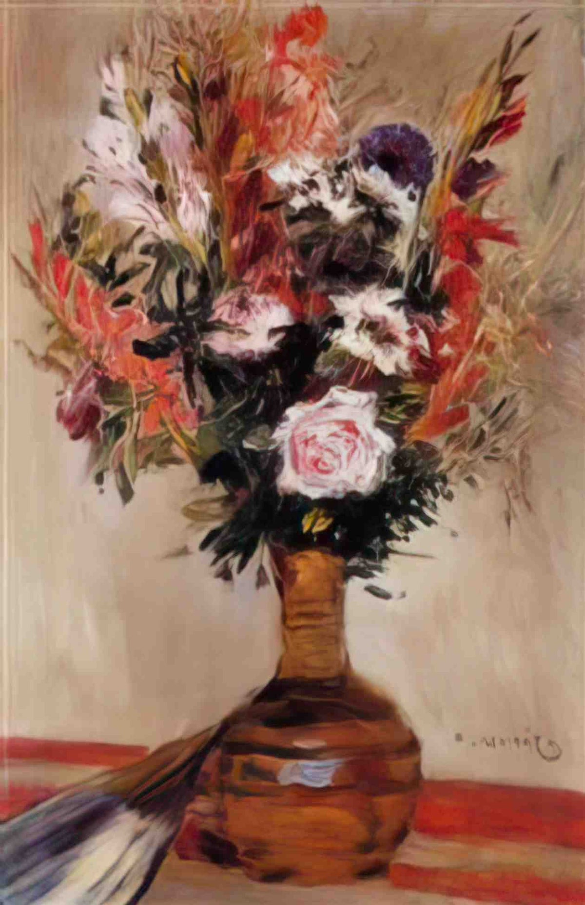 Pierre Auguste Renoir roses in a vase Art A4 Photo Print