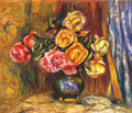 Pierre Auguste Renoir roses in front of a blue curtain 1908 Art A4 Photo Print