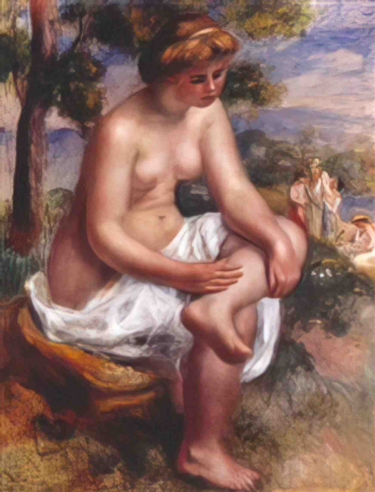 Pierre Auguste Renoir seated bather in a landscape 1900 Art A4 Photo Print
