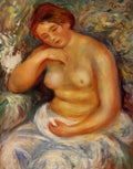 Pierre Auguste Renoir seated nude with a bouquet 1915 Art A4 Photo Print