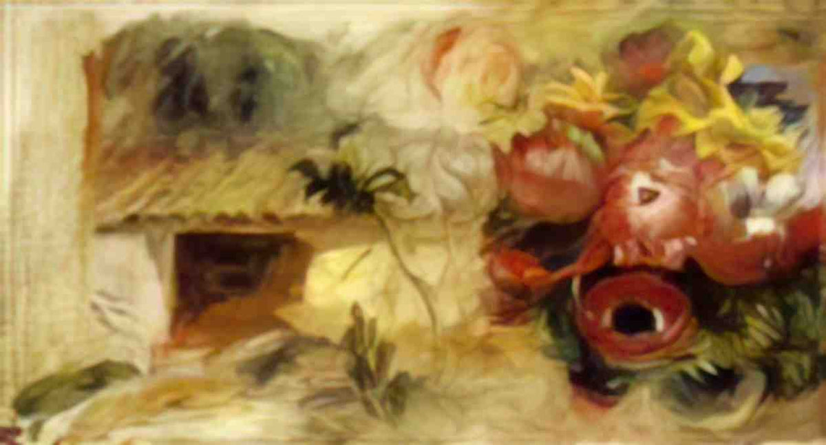 Pierre Auguste Renoir small house buttercups and diverse flowers stud Art A4 Photo Print