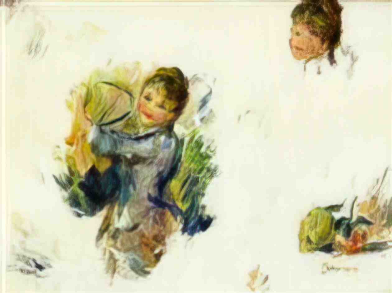 Pierre Auguste Renoir study for girls playing with a shuttlecock Art A4 Photo Print