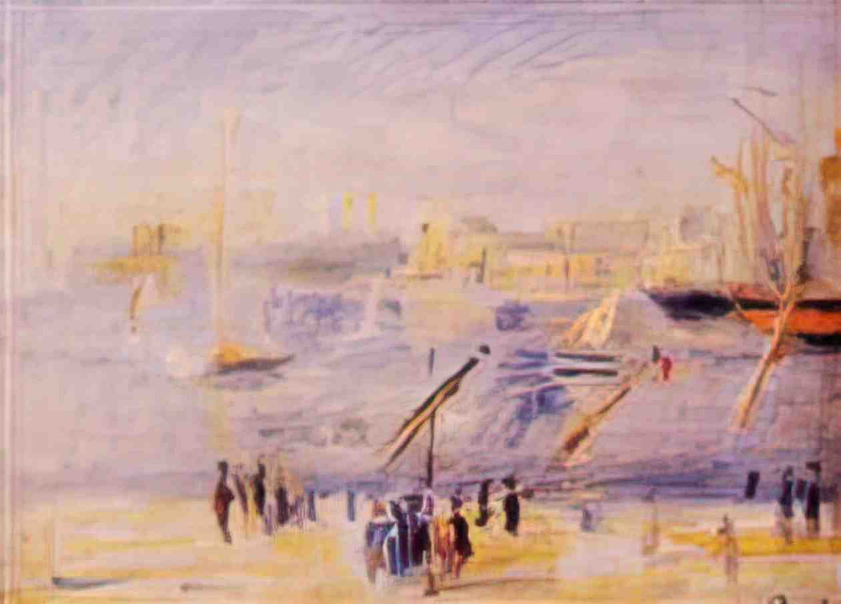 Pierre Auguste Renoir the old port of marseille people and boats 1890 Art A4 Photo Print