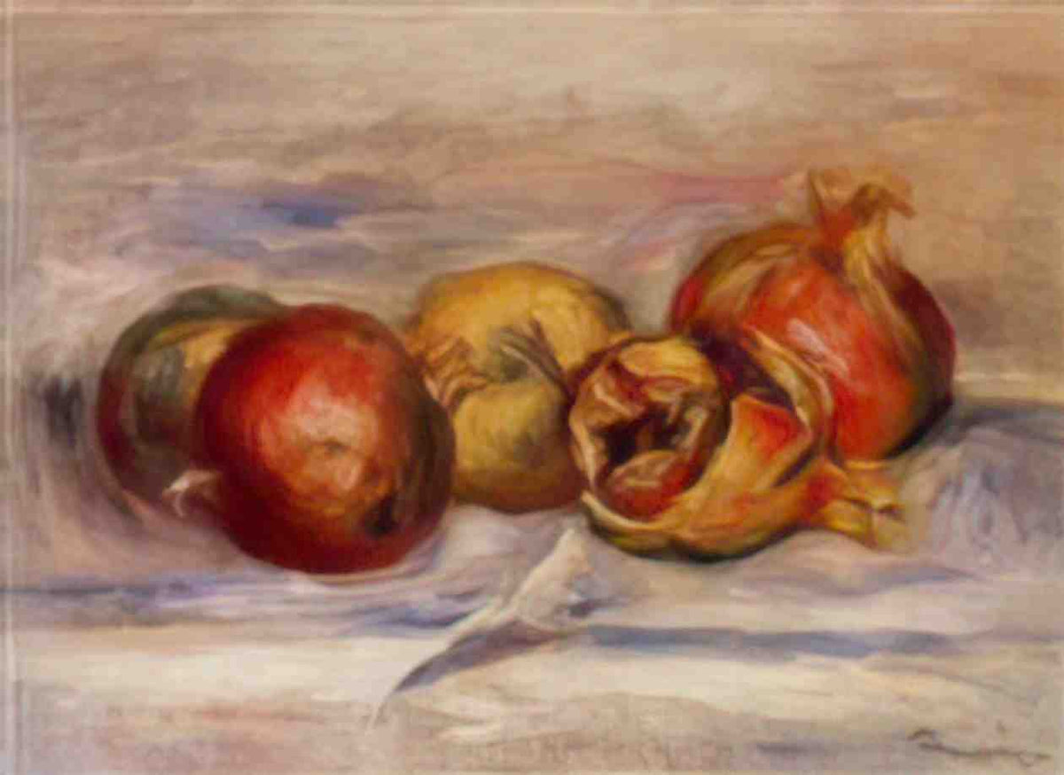 Pierre Auguste Renoir three pomegranates and two apples Art A4 Photo Print